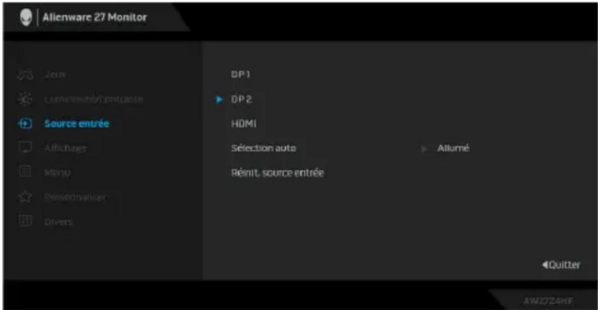 ALIENWARE AW2724HF - Mode console REMARQUE : Mode console est uniquement pour HDMI. Les modes préréglés ne sont pas disponibles quand le Mode console est sur « Allumé ». - 5