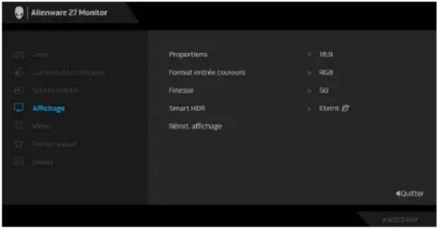 ALIENWARE AW2724HF - Mode console REMARQUE : Mode console est uniquement pour HDMI. Les modes préréglés ne sont pas disponibles quand le Mode console est sur « Allumé ». - 7