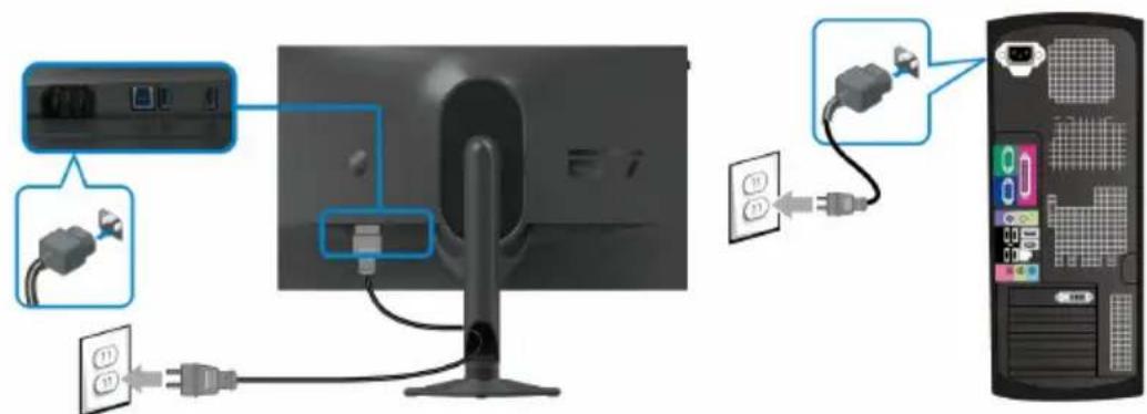 ALIENWARE AW2724HF - Connexion des câbles HDMI et USB (en option) - 2