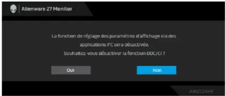 ALIENWARE AW2724HF - Messages d'avertissement OSD - 3