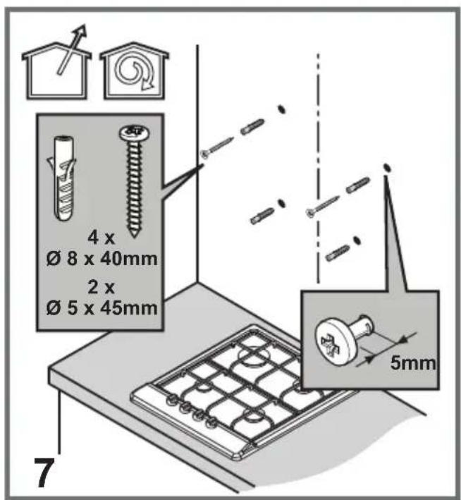 4 x Ø 8 x 40mm 2 x Ø 5 x 45mm 5mm 7
