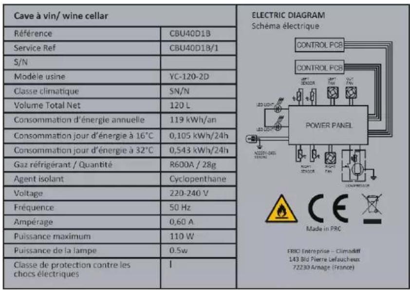 CLIMADIFF CBU40D1B - TECHNISCHE DATEN - 1