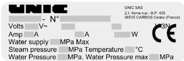 UNIC STELLA EPIC 2 - C.3 Données d'identification de la machine et du Fabricant - 1