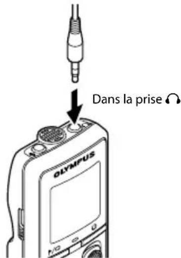 OLYMPUS VN-540PC - Branchez les écouteurs sur la prise ⏻ de l'enregistreur vocal. - 1