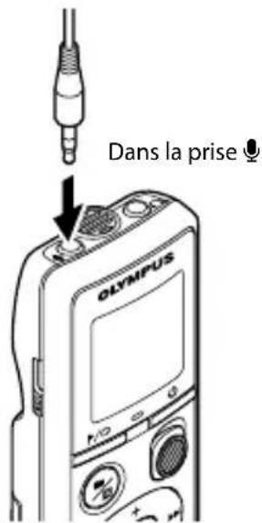 OLYMPUS VN-540PC - Branchez un microphone externe dans la prise ⚙ de l'enregistreur vocal. - 1