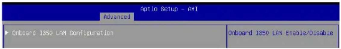 Aptlo Setup - AKI Advanced Onboard I350 LAN Configuration Onboard I350 LAN Enable/Disable