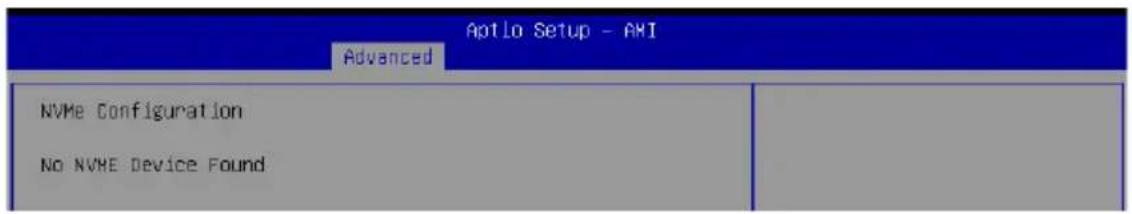 Aptlo Setup - AMI Advanced NVMe Configuration No NVME Device Found