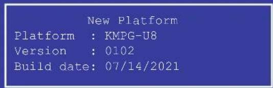 New Platform Platform : KMPG-U8 Version : 0102 Build date: 07/14/2021