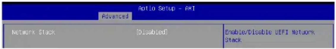 Aptlo Setup - AKI Advanced Network Stack [Disabled] Enable/Disable UEFI Network Stack