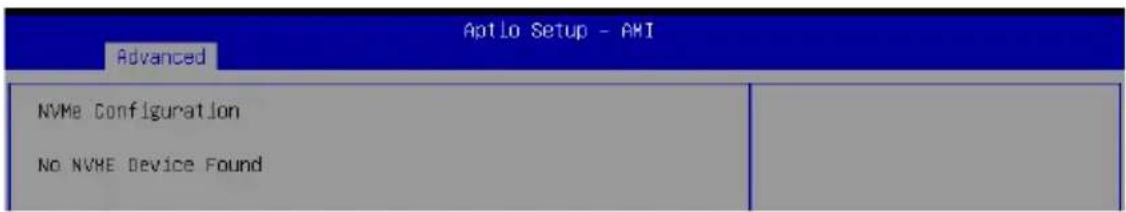 Aptlo Setup - AMI Advanced NVMe Configuration No NVME Device Found