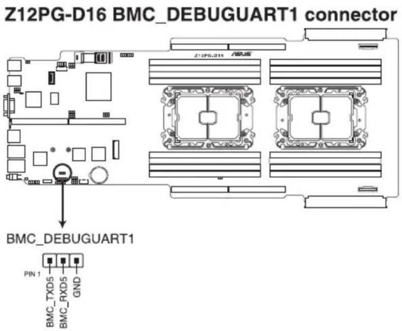 Z12PG-D16 BMC_DEBUGUART1 connector Z12PG-314 / ASUS BMC_DEBUGUART1 PIN 1 BMC_TXD5 BMC_RXD5 GND