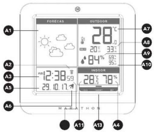 Marathon Paris - Weather station front LCD screen - 1