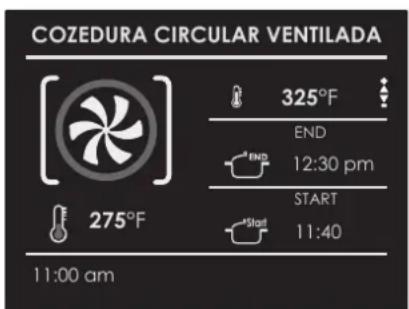 COZEDURA CIRCULAR VENTILADA 325°F END 12:30 pm START 11:40 275°F 11:00 am