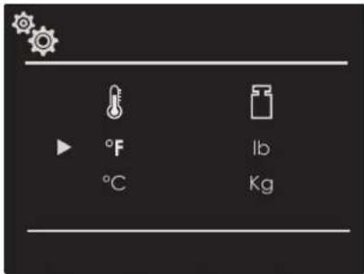 °F °C lb Kg