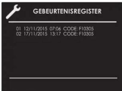 GEBEURTENISREGISTER 01 12/11/2015 07:06 CODE: F10305 02 17/11/2015 13:17 CODE: F10305