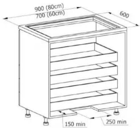 Fulgor Milano FHH 600 ID TC BK - 3.3.B INDICACIONES CONSTRUCTIVAS - DESCARGA EN ZÓCALO - 1