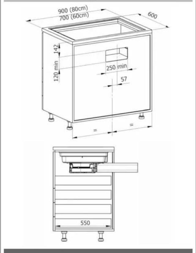 Fulgor Milano FHH 600 ID TC BK - 3.3.B INDICATIONS DE CONSTRUCTION - SYSTÈME EXTRACTION D'AIR SUR PLINTHE - 4