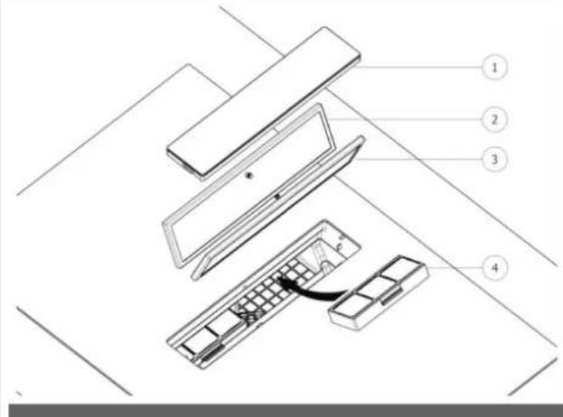 Fulgor Milano FHH 600 ID TC BK - Pour retirer le filtre métallique anti-graisse et le bac, suivre la procédure illustrée sur la Fig. 34 : -> Pousser le côté droit du volet central en verre vers le bas - 2