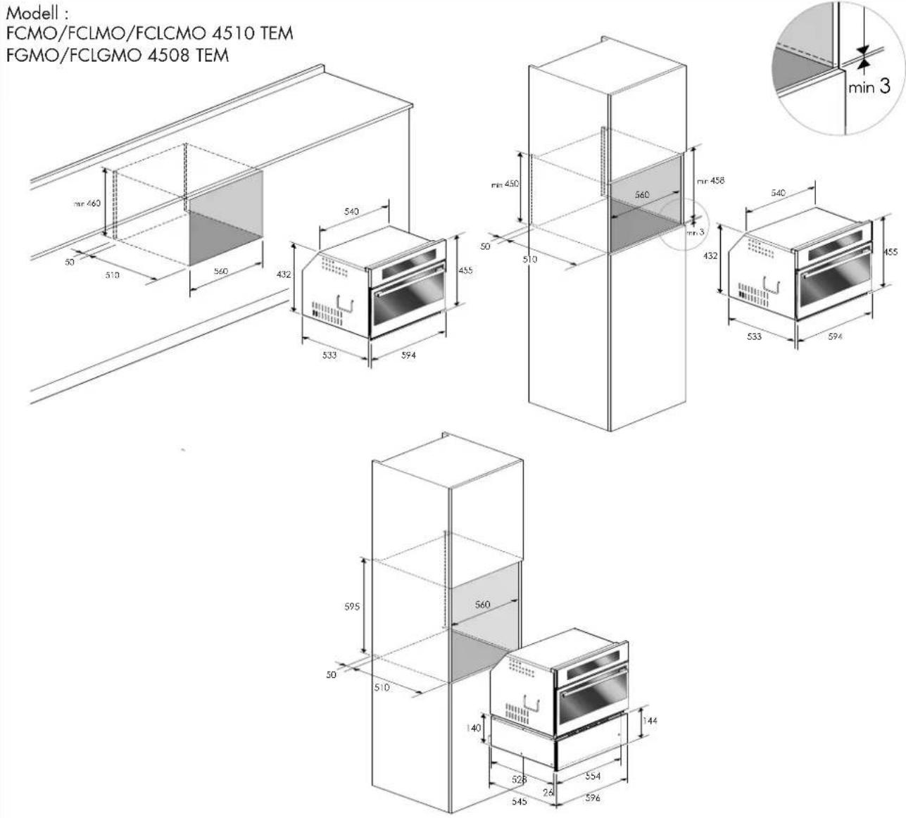 Modell : FCMO/FCLMO/FCLCMO 4510 TEM FGMO/FCLGMO 4508 TEM min 3 mr 460 50 510 560 432 540 533 594 50 510 455 560 540 548 mn 3 432 533 594 455 595 50 510 560 140 528 28 554 545 596