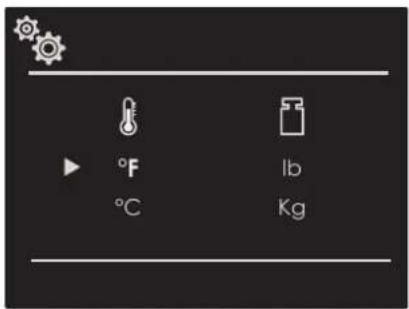 °F °C lb Kg