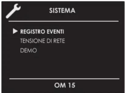 SISTEMA ▶ REGISTRO EVENTI TENSIONE DI RETE DEMO OM 15