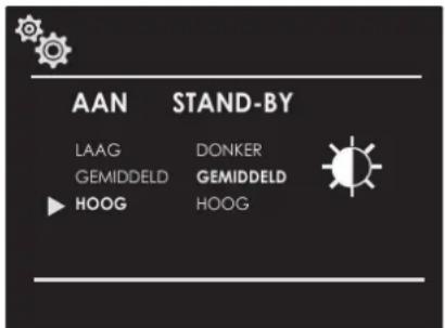 AAN STAND-BY LAAG DONKER GEMIDDELD GEMIDDELD HOOG HOOG