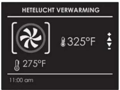 HETELUCHT VERWARMING 325°F 275°F 11:00 am