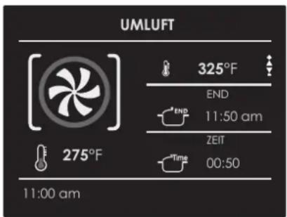 UMLuft 325°F END END 11:50 am ZEIT Time 00:50 275°F 11:00 am