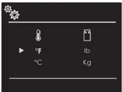 °F °C lb Kg