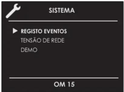 SISTEMA ▶ REGISTO EVENTOS TENSÃO DE REDE DEMO OM 15