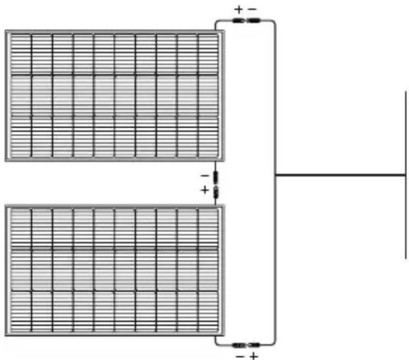 ECOFLOW 100 W Flexible Solar Panel - Het schema toont een serieschakeling: - 1