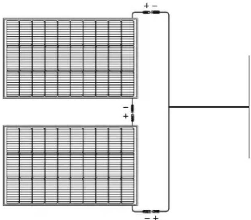 ECOFLOW 100 W Flexible Solar Panel - 圖中顯示串聯連接: - 1