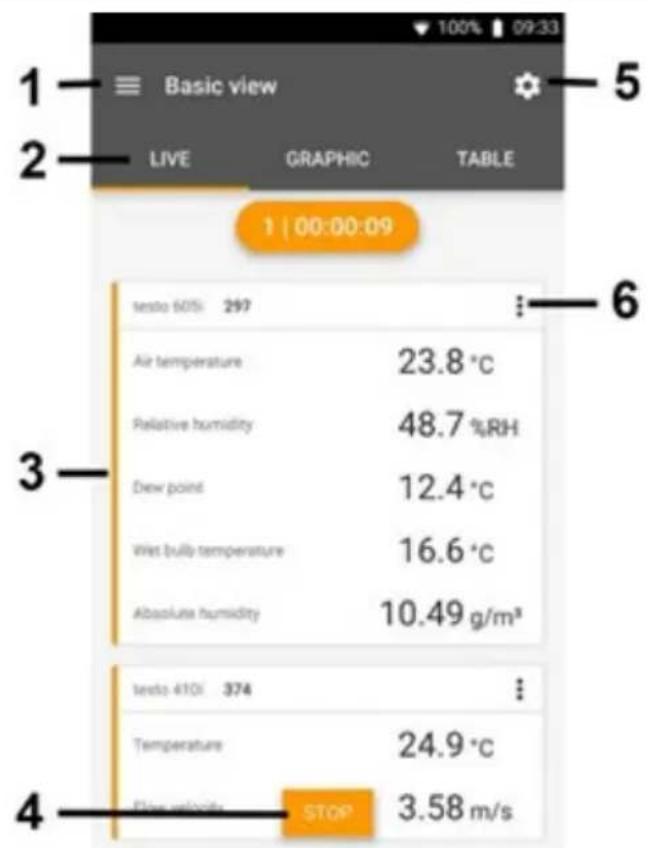 Testo 512-1 - Aperçu des éléments de commande - 1