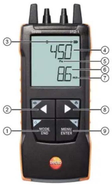 Testo 512-1 - Commande sur l'appareil de mesure - 2