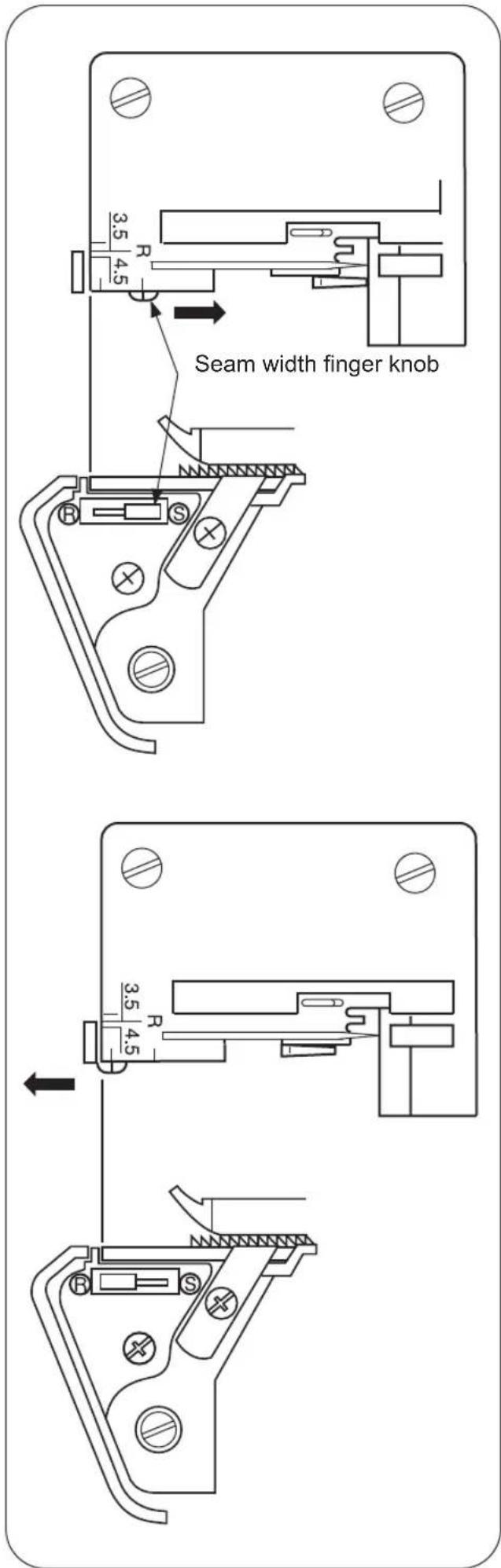 3.5 4.5 R Seam width finger knob 3.5 4.5