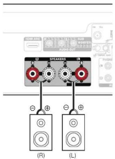 DENON CEOL N-12 - Connexion des câbles d'enceinte - 6