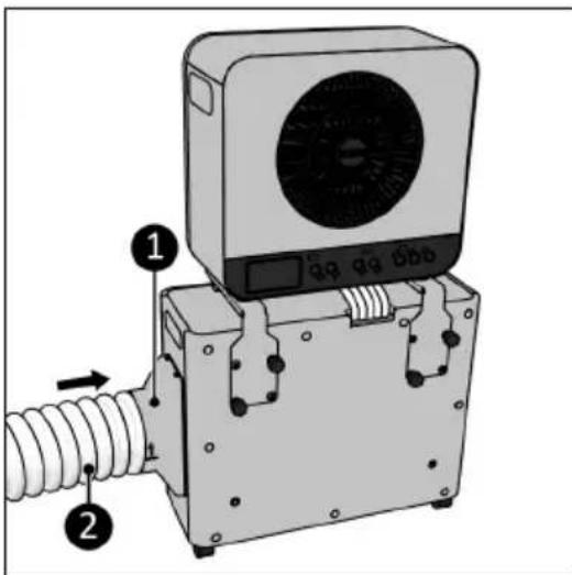 Diagram of an electrical device with labeled components and directional arrows indicating flow or movement.