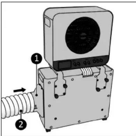Diagram of an electrical device with labeled components and directional arrows indicating flow or movement.