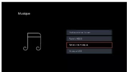 DENON AVR-X1800H DAB - Utilisez le curseur haut/bas pour sélectionner "Serveurs de musique", puis appuyez sur ENTER. - 1