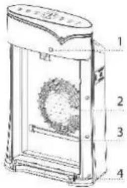 Technical diagram of a device with numbered components, likely a scientific instrument or device assembly.