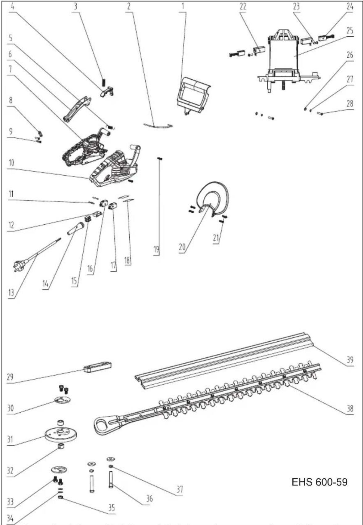 Grizzly EHS 600-59 - Explosionszeichnung • Explosietekening • Vista esplosa Rysunek samorozwijający • Vue éclatée • Trimatis vaizdas Exploded Drawing • Rozvinutý výkres • Plano de explosión Výkres náhradných dielov - 1