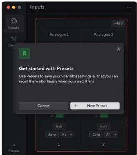 FOCUSRITE Scarlett 2i2 4th Gen - Utilisation des préréglages dans Focusrite Control 2 - 1