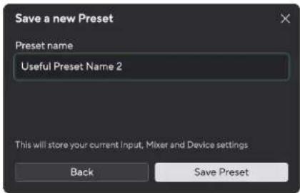 FOCUSRITE Scarlett 2i2 4th Gen - Enregistrer un nouveau préréglage - 4