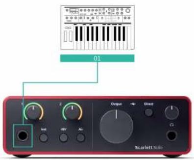 FOCUSRITE Scarlett Solo 4th Gen Studio Pack - Connexion d'un appareil à niveau de ligne - 1
