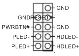 GNDRES T# GND PWRBTN# GND PLED- HDLED- PLED+ HDLED+ 1