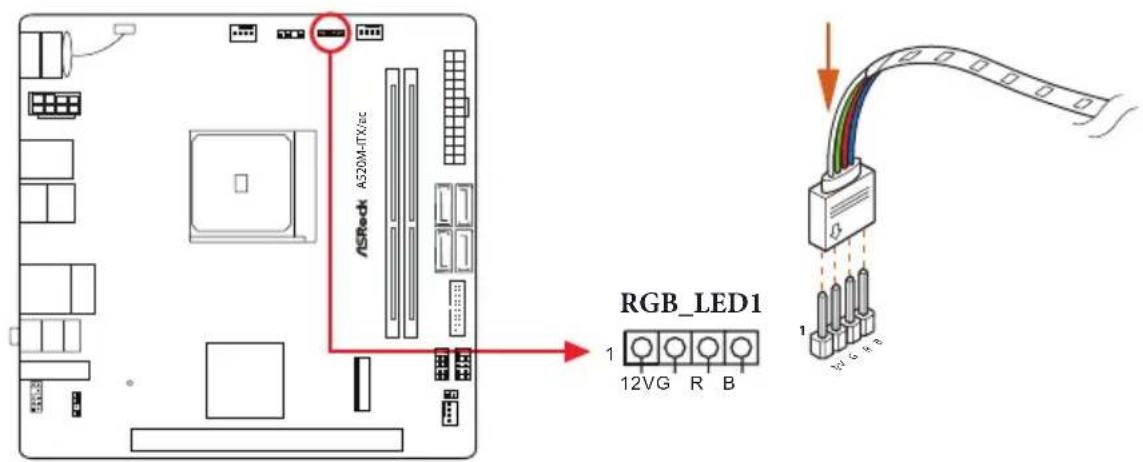 ASRock A520M-ITX/DC RGB_LED1 1 12VG R B 3/6 4/8