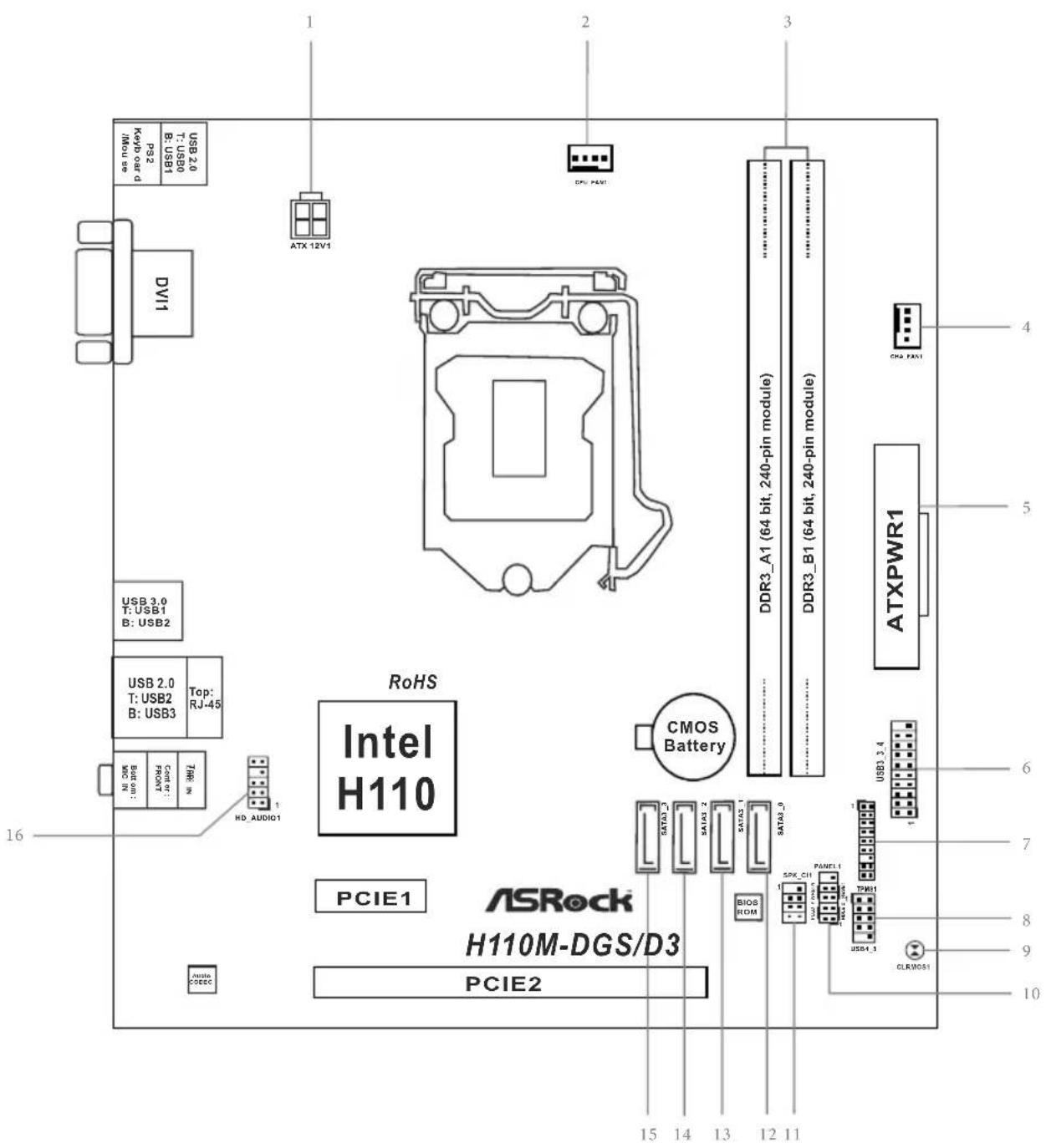 ASROCK H110M-DGS/D3 - CALIFORNIA, USA ONLY - 2