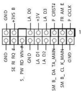 GND +3VS B LA D0 +3V LA D3 P CIRST# FR AM E P CICLK GND SA RI RQ # S_PW RD WIN# LA D1 LA D2 SM B_DA TA_MAIN SM B_CL K_MAIN DND 1