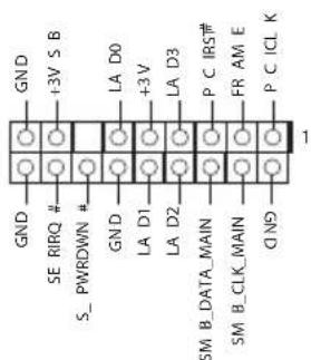 GND +3V S B SE RIRQ # S_PWRDOWN # GND LA D0 +3V LA D1 LA D2 LA D3 P C IRS# P C ICS# SM_B_DATA_MAIN FR AM E SM_B_CLK_MAIN GND P C ICL K