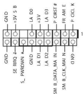 GND +3V S B SE RIRQ # S_PWRDOWN # GND LA D0 LA D1 +3V LA D2 LA D3 P CIRST # SM_B_DATA_MA IN FR AM E SM_B_CLK_MA I N P CICL K QND 1